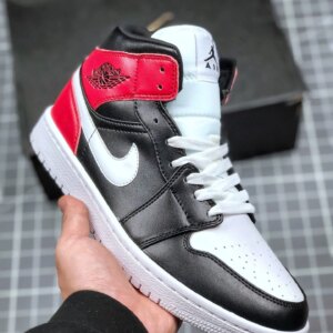 Air Jordan 1 Mid Black White-Noble Red BQ6472-016 On Sale