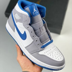 Air Jordan 1 Mid Cement Grey White-True Blue DQ8426-014 For Sale