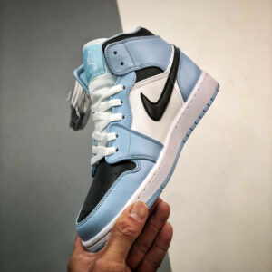 Air Jordan 1 Mid Ice Blue Black-Sail-White 555112-401 For Sale