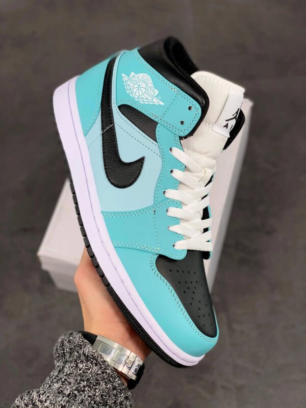 Air Jordan 1 Mid Light Dew Black-Teal Tint-White For Sale