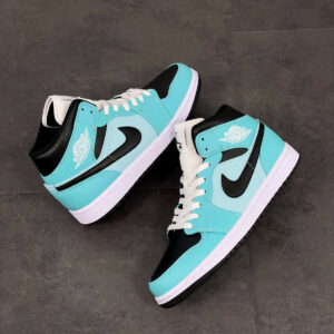 Air Jordan 1 Mid Light Dew Black-Teal Tint-White For Sale