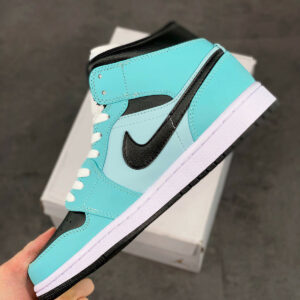 Air Jordan 1 Mid Light Dew Black-Teal Tint-White For Sale