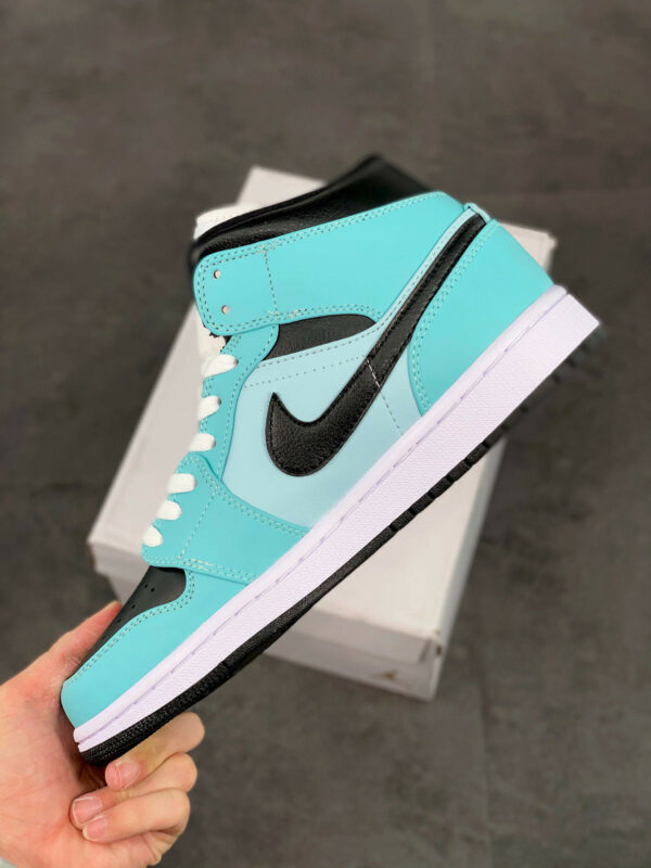 Air Jordan 1 Mid Light Dew Black-Teal Tint-White For Sale