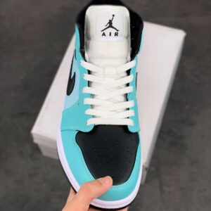 Air Jordan 1 Mid Light Dew Black-Teal Tint-White For Sale