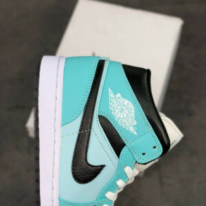 Air Jordan 1 Mid Light Dew Black-Teal Tint-White For Sale