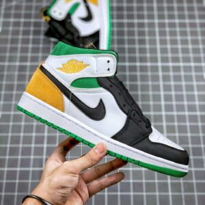 Air Jordan 1 Mid SE Oakland White Black Green Yellow For Sale