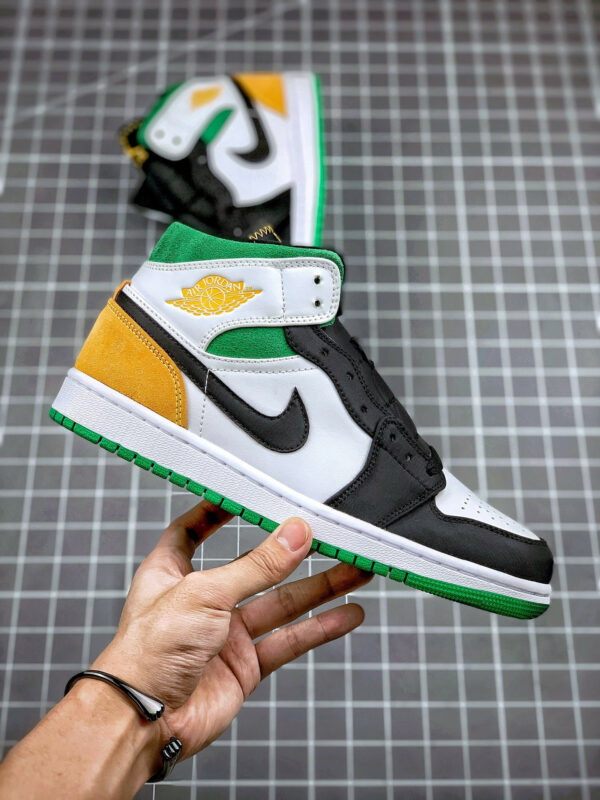 Air Jordan 1 Mid SE Oakland White Black Green Yellow For Sale