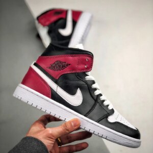 Air Jordan 1 Mid WMNS Black White-Noble Red For Sale