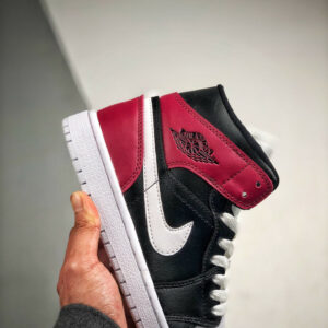 Air Jordan 1 Mid WMNS Black White-Noble Red For Sale