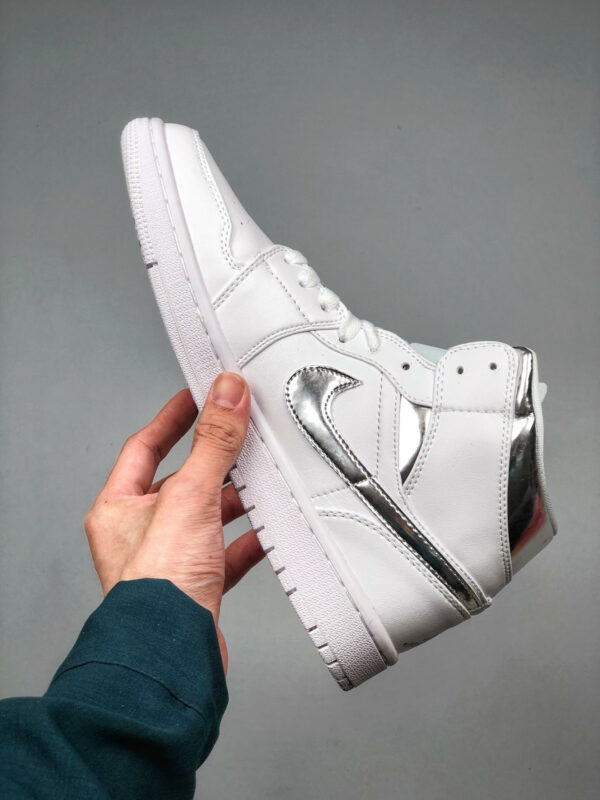 Air Jordan 1 Mid White Metallic Silver 554724-105 For Sale