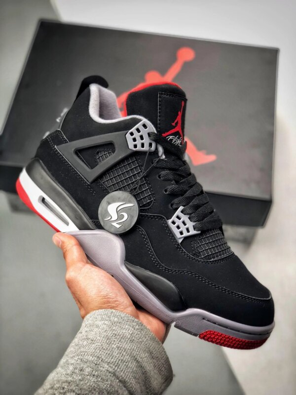 Air Jordan 4 Bred 2019 Black Cement Grey-Summit White-Fire Red