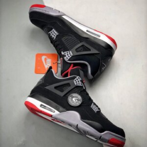 Air Jordan 4 Bred 2019 Black Cement Grey-Summit White-Fire Red