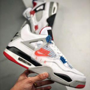 Air Jordan 4 What The White Fire Red-Tech Grey-Military Blue For Sale