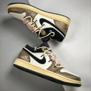 Custom Air Jordan 1 Low White Brown Black For Sale