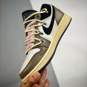 Custom Air Jordan 1 Low White Brown Black For Sale