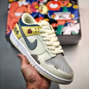 Custom Nike Dunk Low White Yellow Blue For Sale