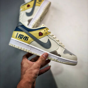 Custom Nike Dunk Low White Yellow Blue For Sale