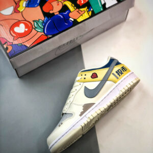 Custom Nike Dunk Low White Yellow Blue For Sale