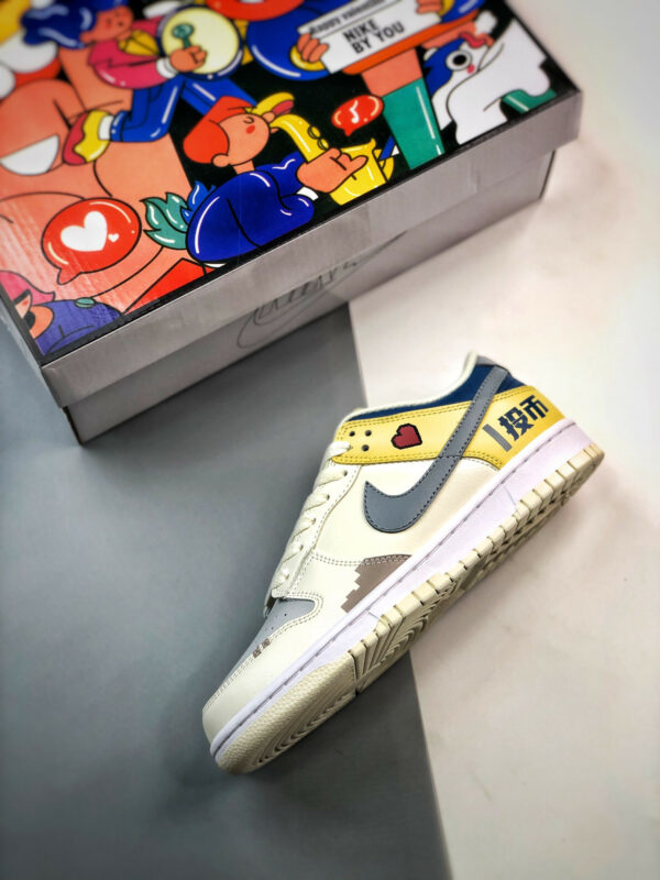 Custom Nike Dunk Low White Yellow Blue For Sale