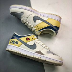 Custom Nike Dunk Low White Yellow Blue For Sale