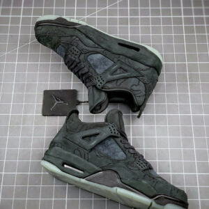 KAWS x Air Jordan 4 Black Black-Clear Glow For Sale