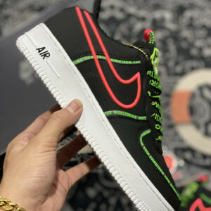 Nike Air Force 1 Worldwide Black Flash Crimson-Green For Sale