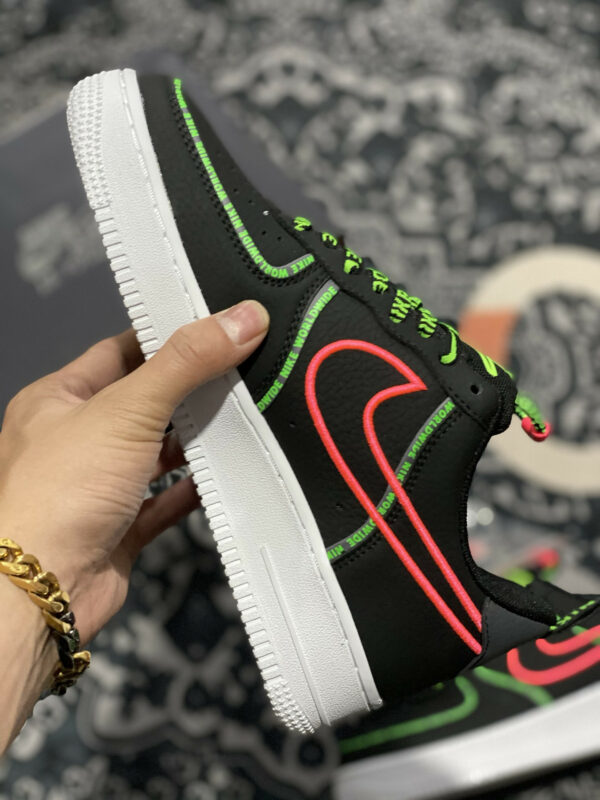 Nike Air Force 1 Worldwide Black Flash Crimson-Green For Sale