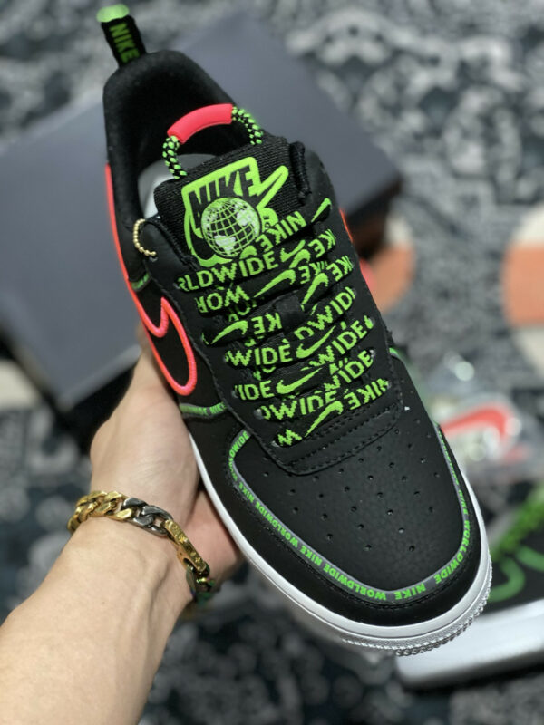 Nike Air Force 1 Worldwide Black Flash Crimson-Green For Sale