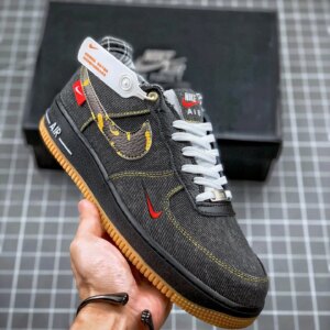 Nike Air Force 1 Camo Denim Black Multi-Color-White For Sale