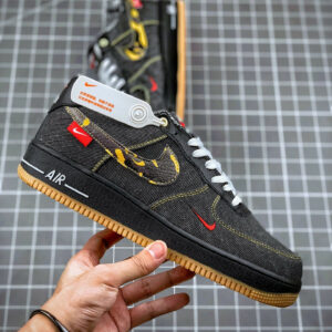 Nike Air Force 1 Camo Denim Black Multi-Color-White For Sale