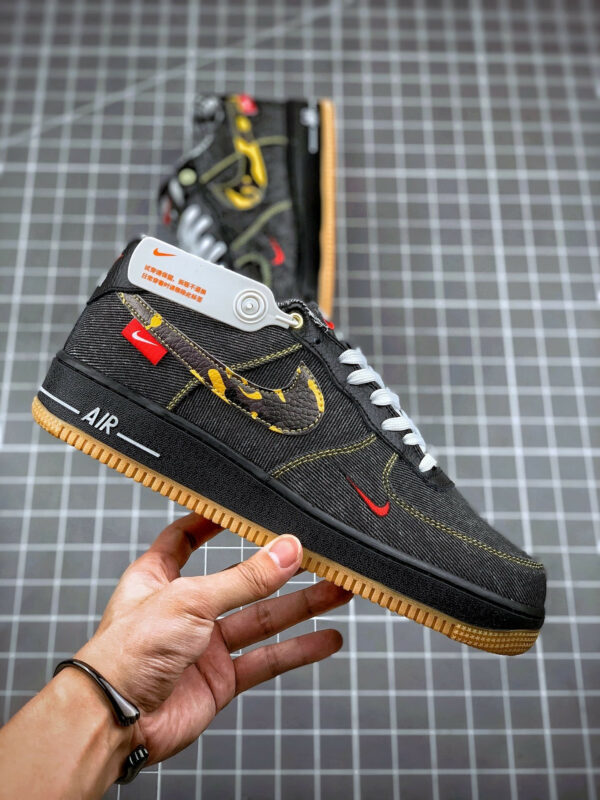 Nike Air Force 1 Camo Denim Black Multi-Color-White For Sale