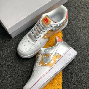 Nike Air Force 1 Low Stars White Metallic Silver-Tan For Sale