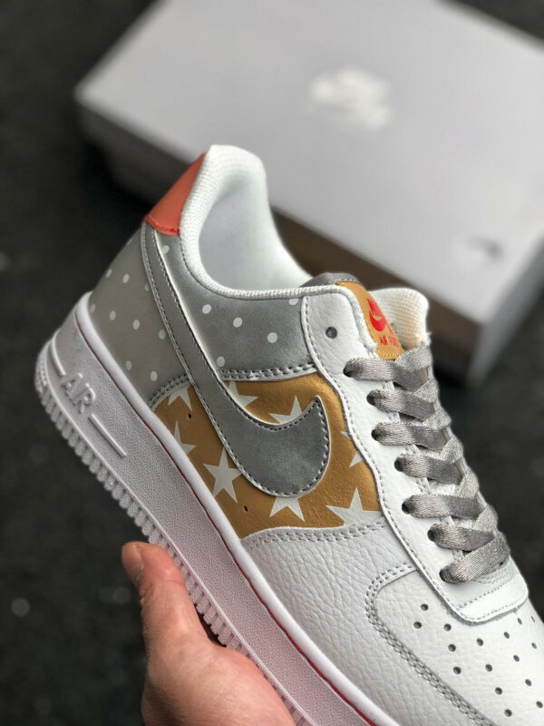 Nike Air Force 1 Low Stars White Metallic Silver-Tan For Sale