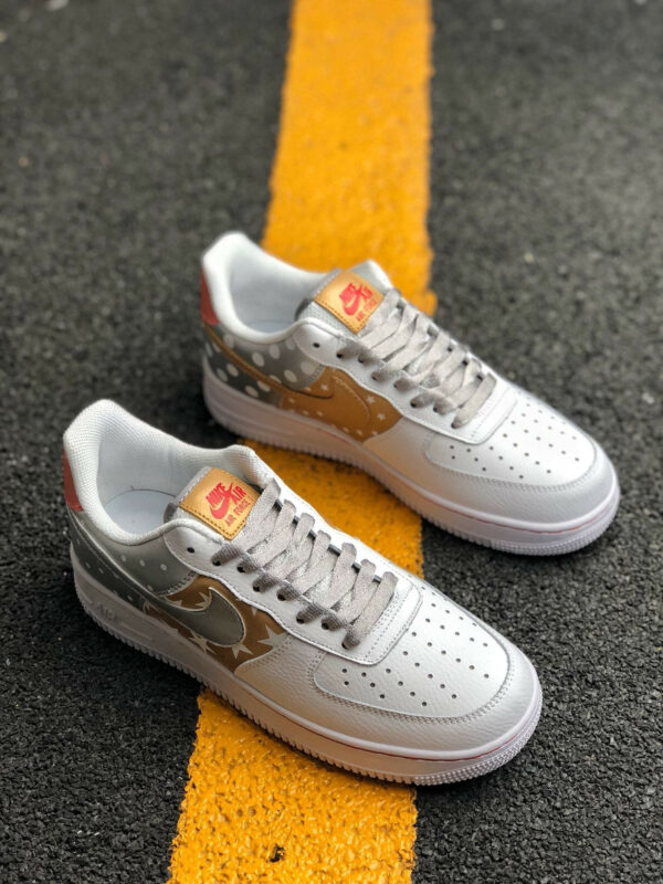 Nike Air Force 1 Low Stars White Metallic Silver-Tan For Sale