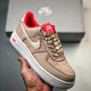 Nike Air Force 1 Low Fossil Stone Laser Crimson White DQ7782-200 For Sale