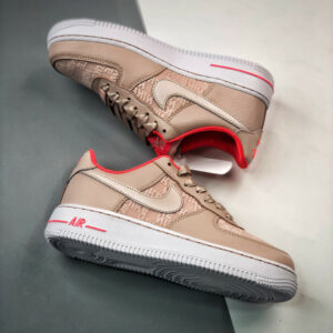 Nike Air Force 1 Low Fossil Stone Laser Crimson White DQ7782-200 For Sale