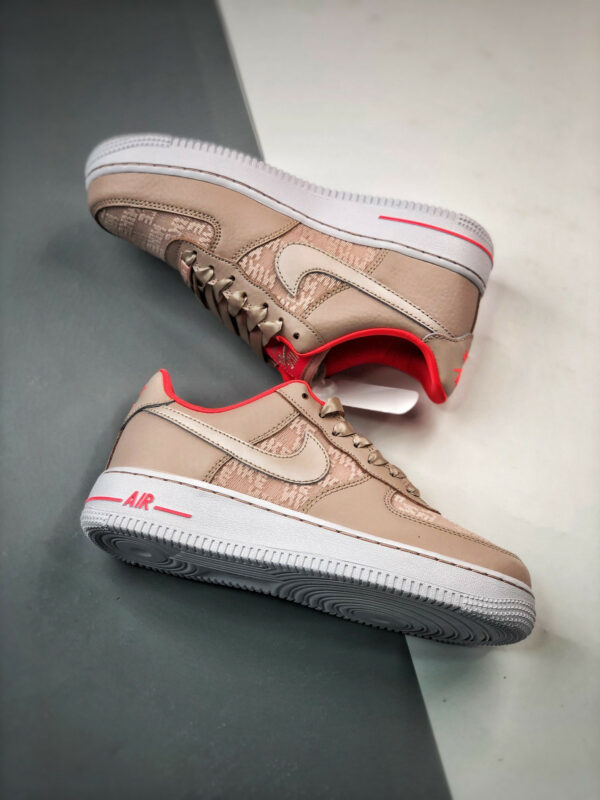 Nike Air Force 1 Low Fossil Stone Laser Crimson White DQ7782-200 For Sale