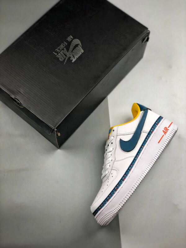 Nike Air Force 1 Low Swoosh Chain White Blue Orange For Sale