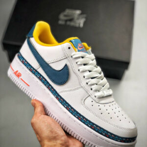 Nike Air Force 1 Low Swoosh Chain White Blue Orange For Sale