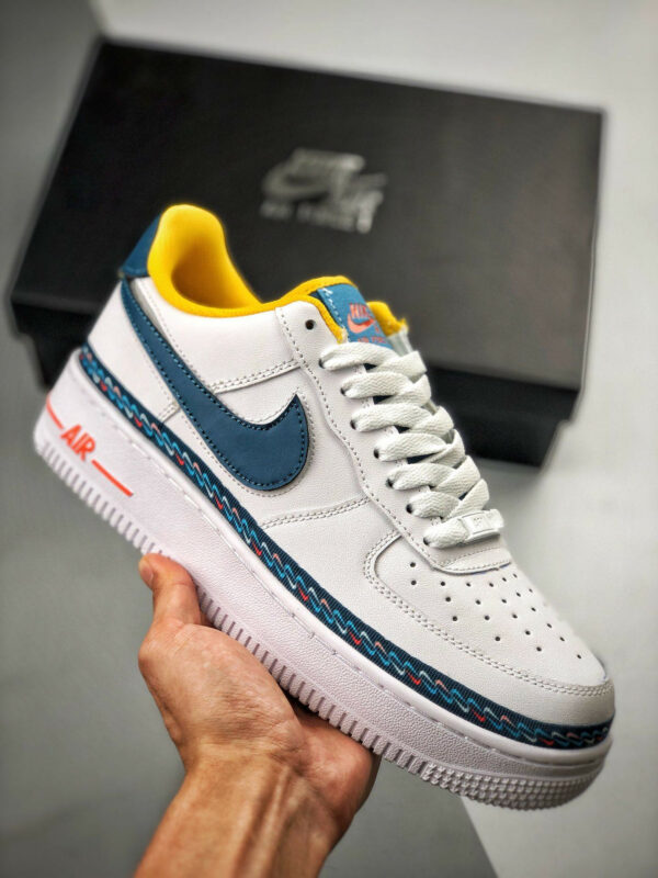 Nike Air Force 1 Low Swoosh Chain White Blue Orange For Sale