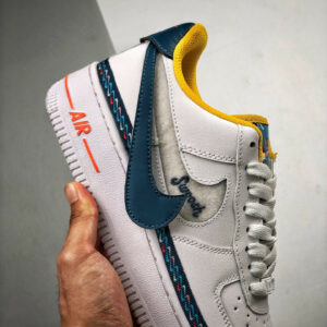 Nike Air Force 1 Low Swoosh Chain White Blue Orange For Sale