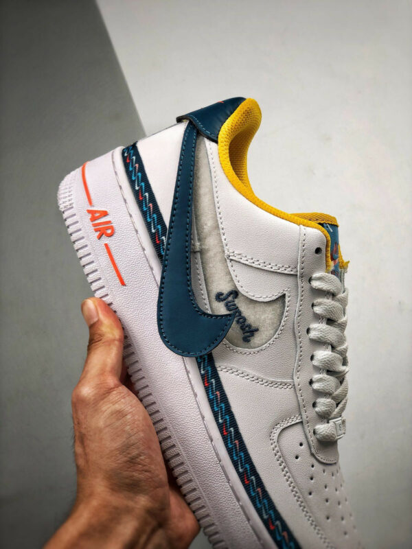 Nike Air Force 1 Low Swoosh Chain White Blue Orange For Sale