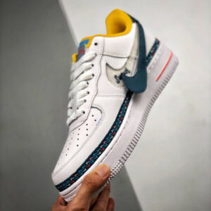 Nike Air Force 1 Low Swoosh Chain White Blue Orange For Sale