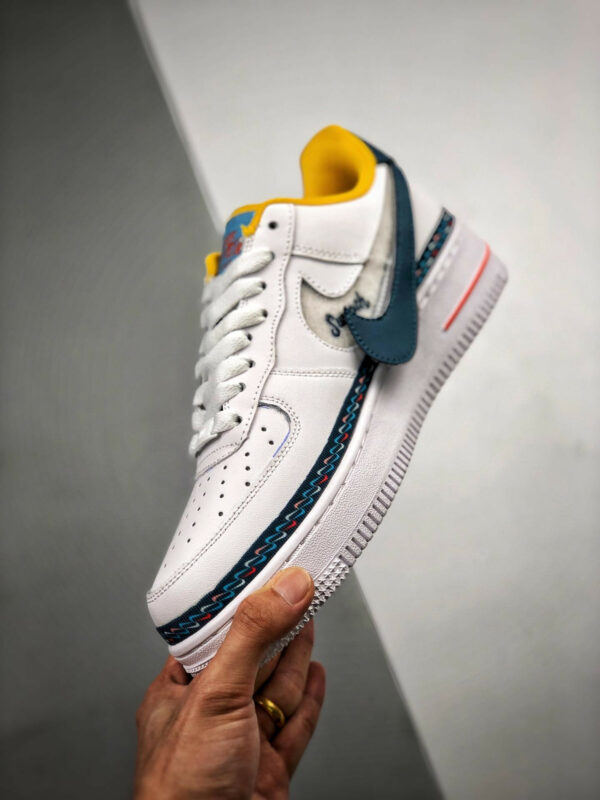 Nike Air Force 1 Low Swoosh Chain White Blue Orange For Sale