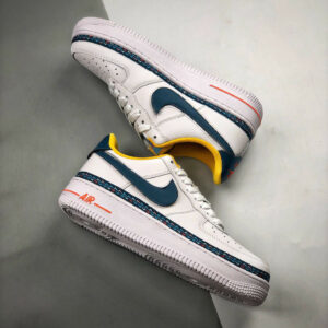 Nike Air Force 1 Low Swoosh Chain White Blue Orange For Sale