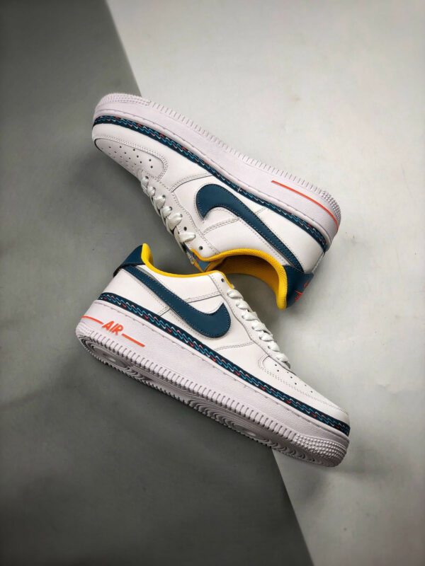 Nike Air Force 1 Low Swoosh Chain White Blue Orange For Sale