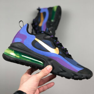 Nike Air Max 270 React Black University Gold-Deep Royal Blue