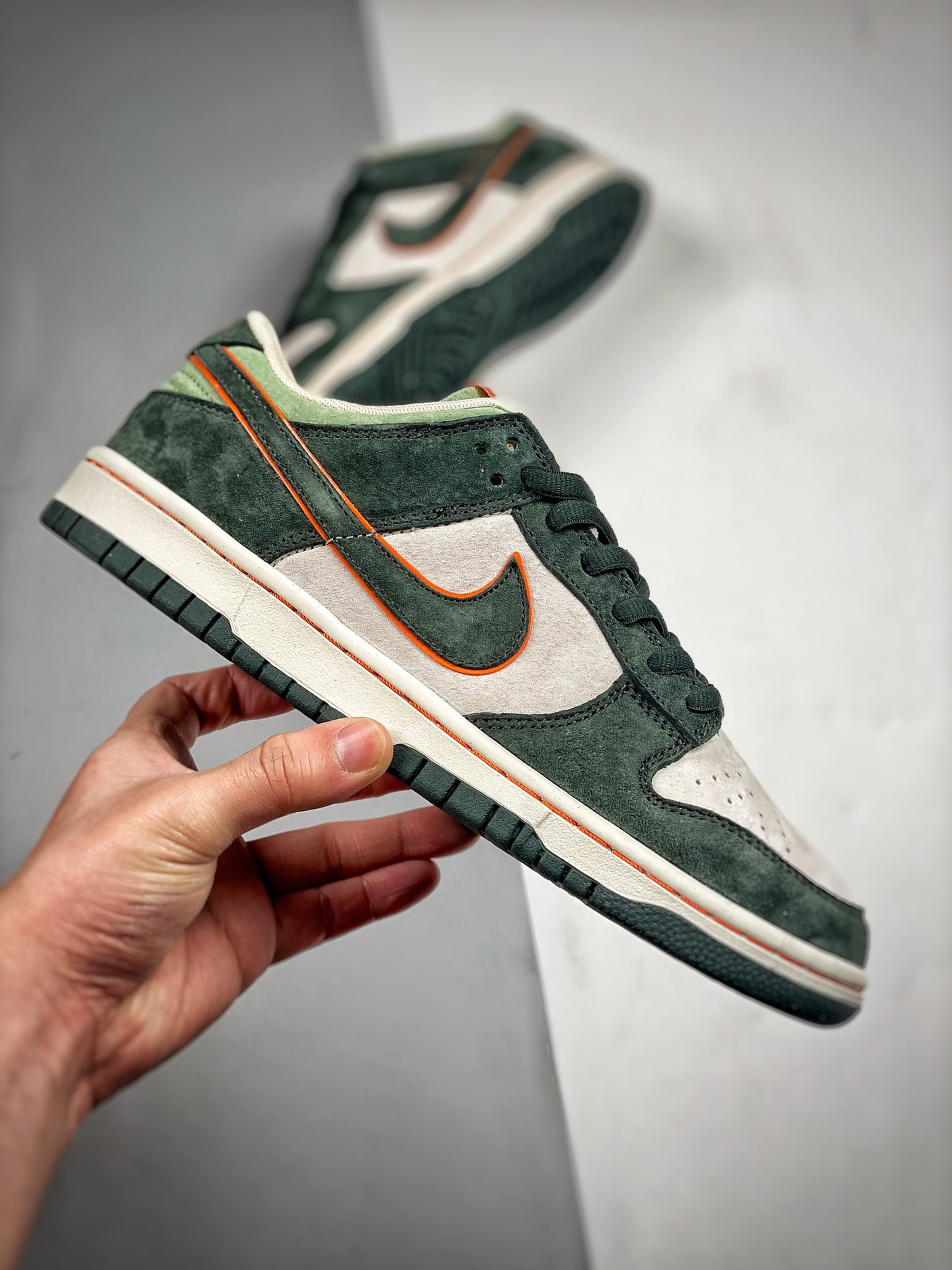 Nike Dunk Low Grey Suede Green For Sale