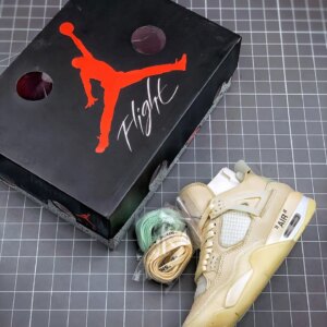 Off-White x Air Jordan 4 SP Sail Muslin-White-Black For Sale