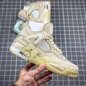 Off-White x Air Jordan 4 SP Sail Muslin-White-Black For Sale